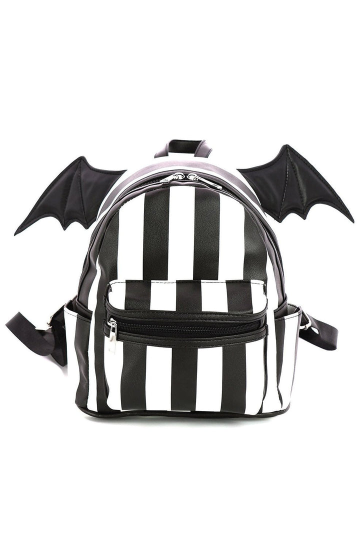 Bat Wing Striped Mini Backpack - bags & wallets - VampireFreaks - Comeco Inc