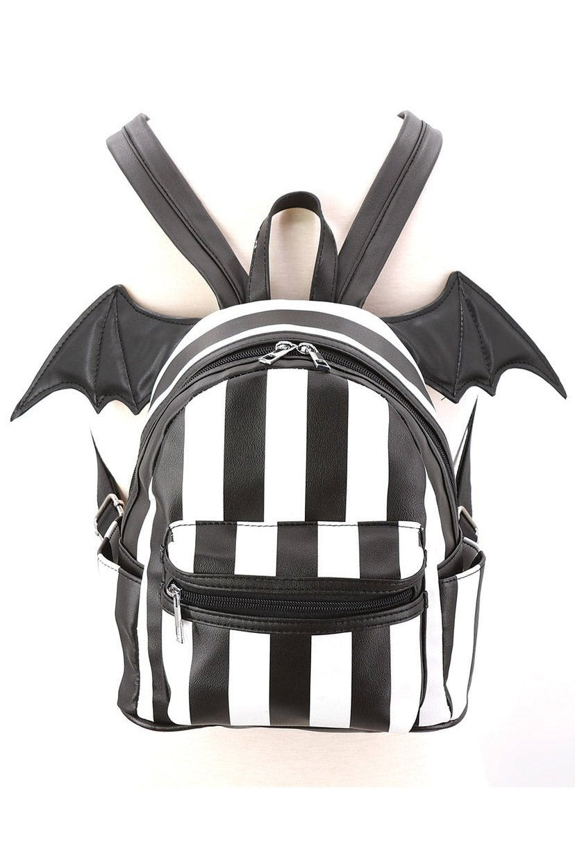 Bat Wing Striped Mini Backpack - bags & wallets - VampireFreaks - Comeco Inc