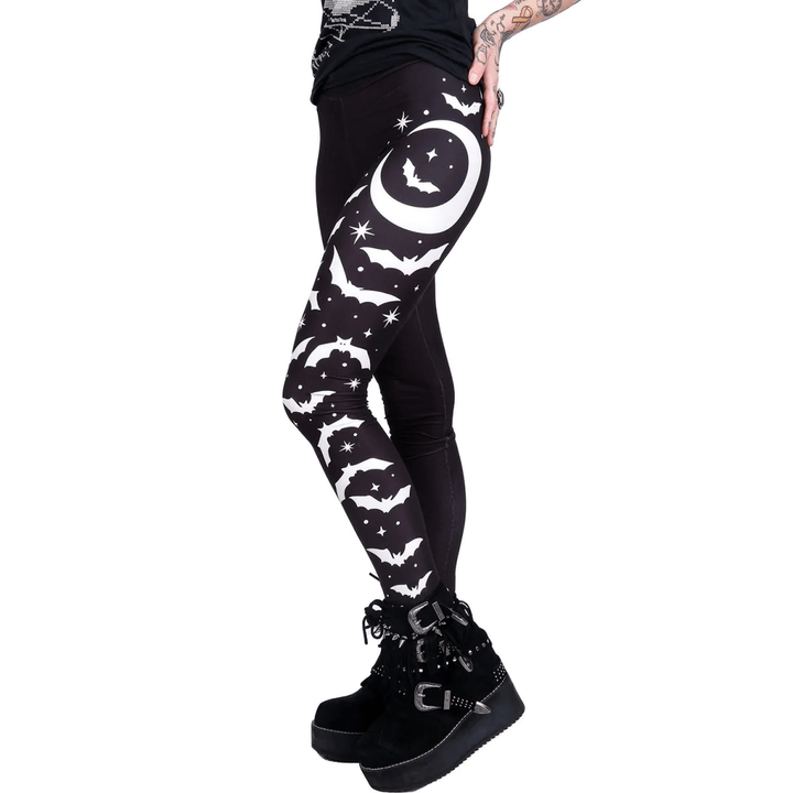 Bats and Stars High Waist Leggings - womens bottoms - VampireFreaks - Too Fast