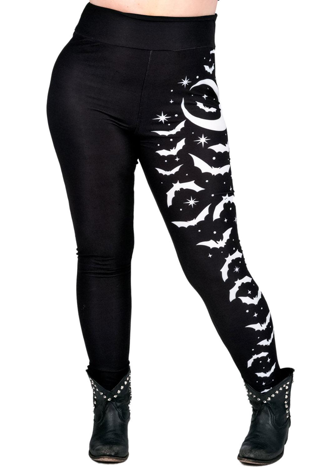 Bats and Stars High Waist Leggings - womens bottoms - VampireFreaks - Too Fast