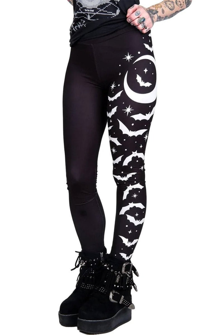 Bats and Stars High Waist Leggings - womens bottoms - VampireFreaks - Too Fast