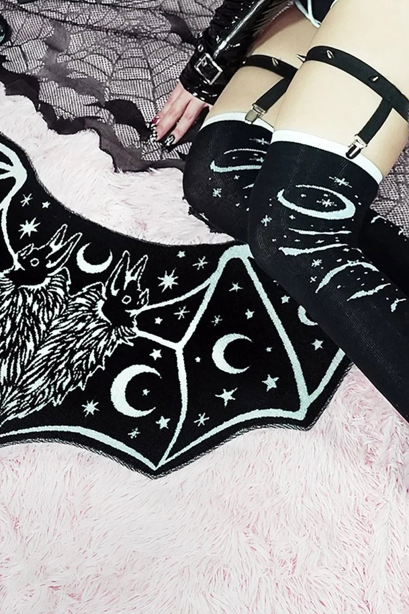 Bats and Stars Thigh High Garter Socks - socks & stockings - VampireFreaks - Too Fast