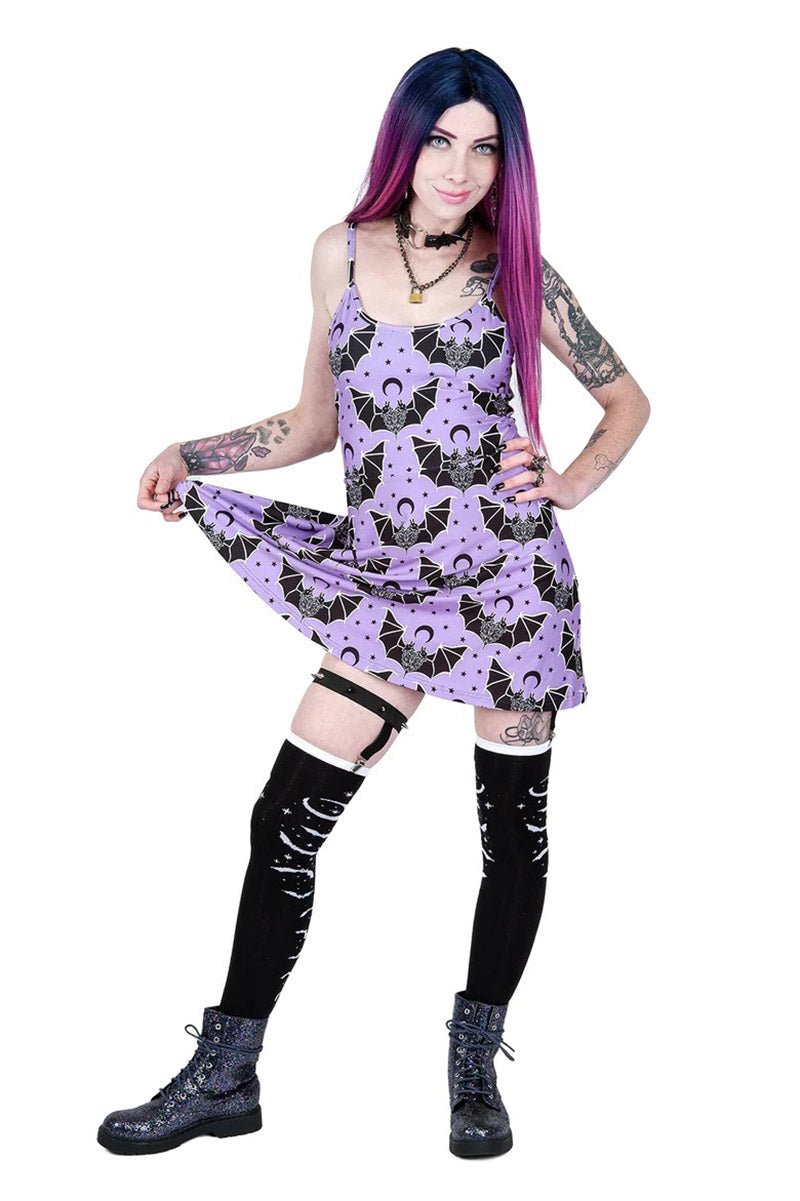 Bats and Stars Thigh High Garter Socks - socks & stockings - VampireFreaks - Too Fast