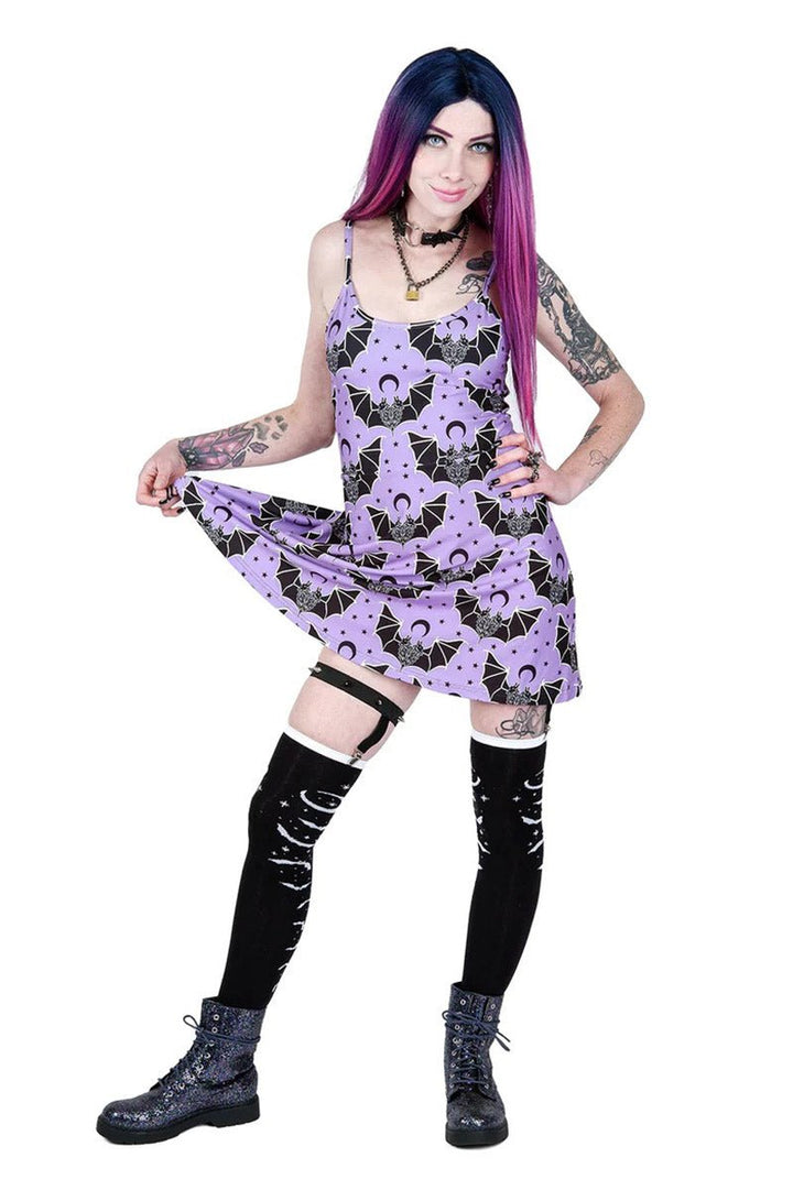 Bats and Stars Thigh High Garter Socks - socks & stockings - VampireFreaks - Too Fast