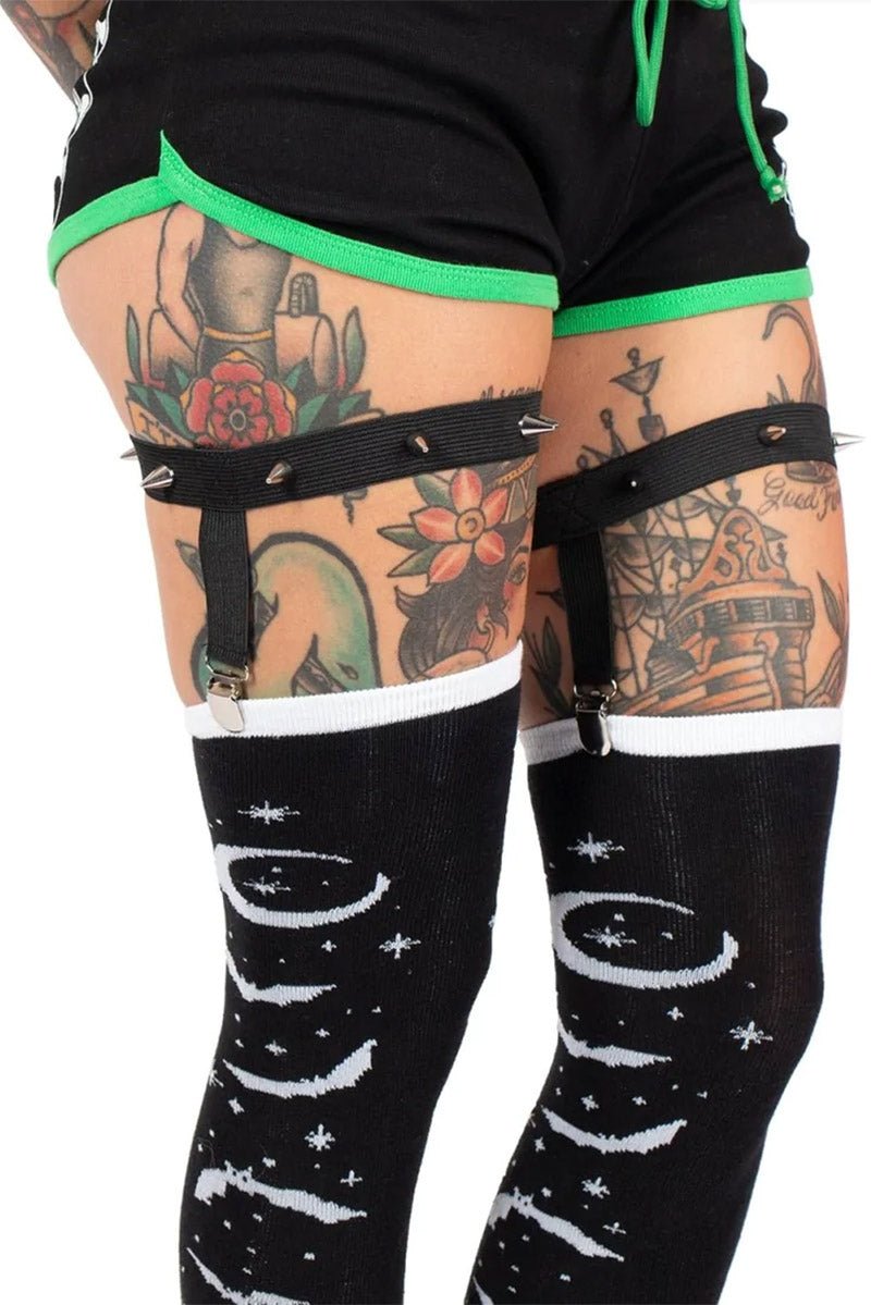 Bats and Stars Thigh High Garter Socks - socks & stockings - VampireFreaks - Too Fast