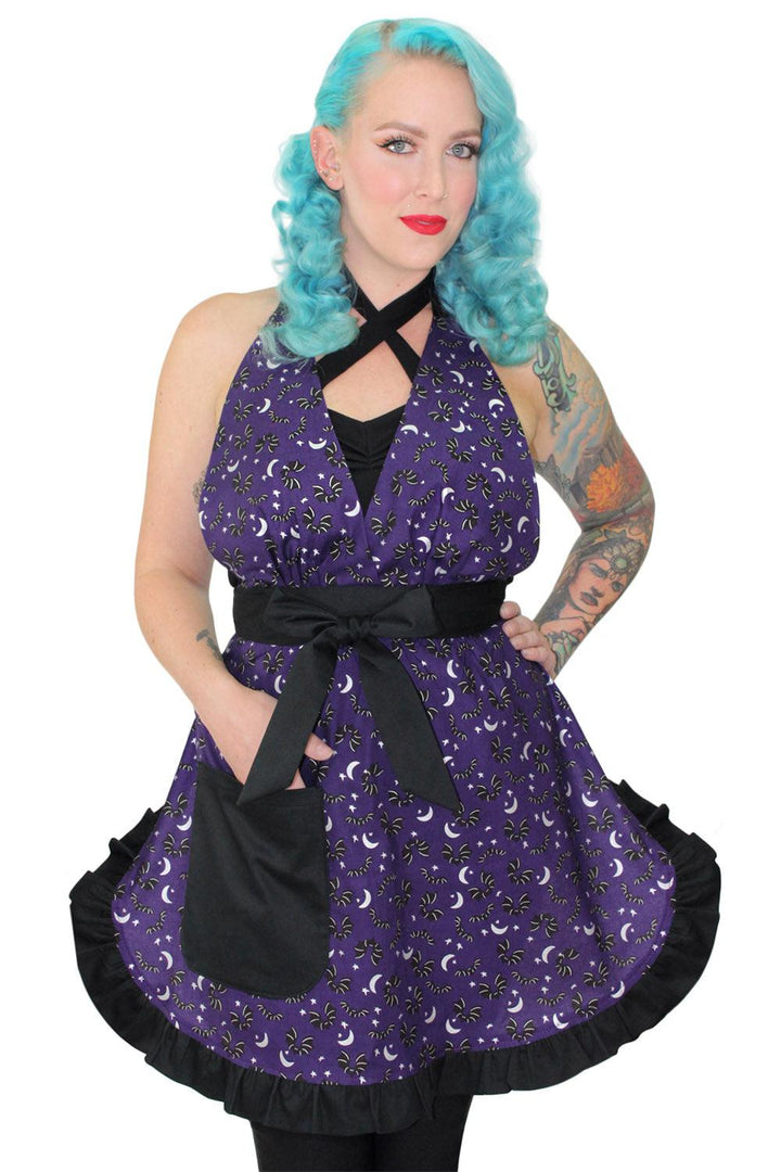 Bats & Moons Pinup Apron - housewares - VampireFreaks - Hemet