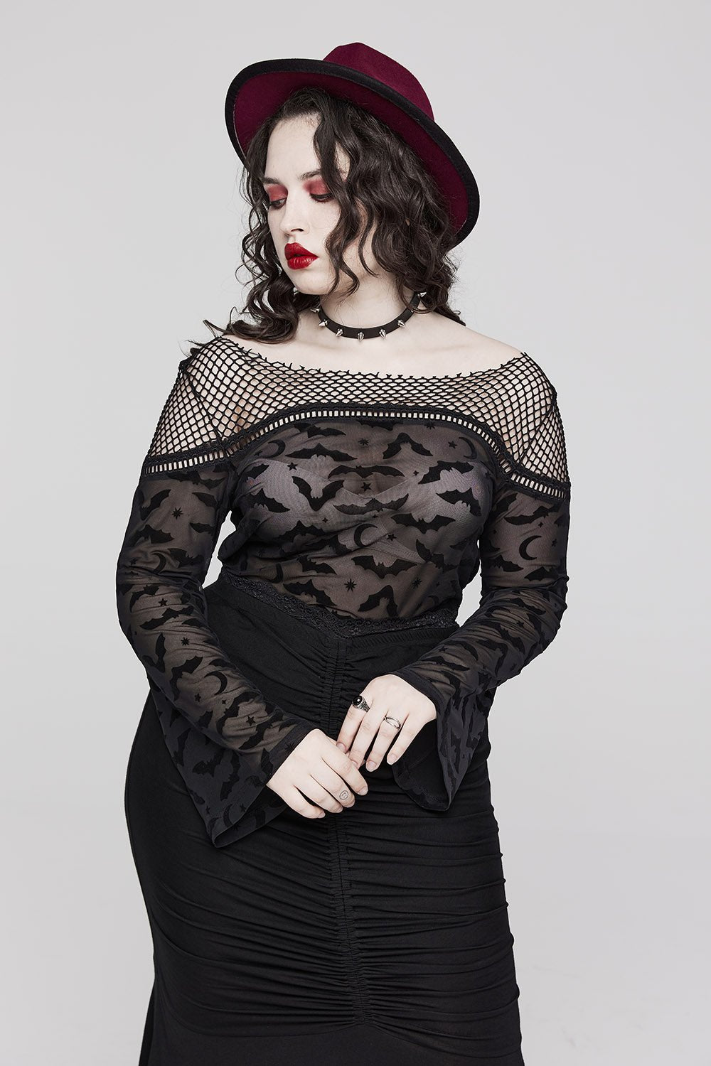 Batty Off the Shoulder Top - womens tops - VampireFreaks - Punk Rave