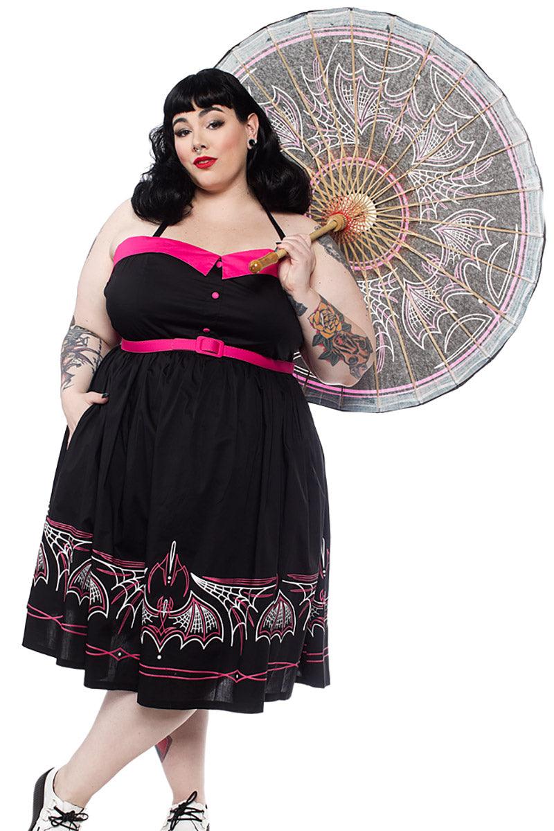 Batty Pinstripe Parasol - umbrellas - VampireFreaks - Sourpuss