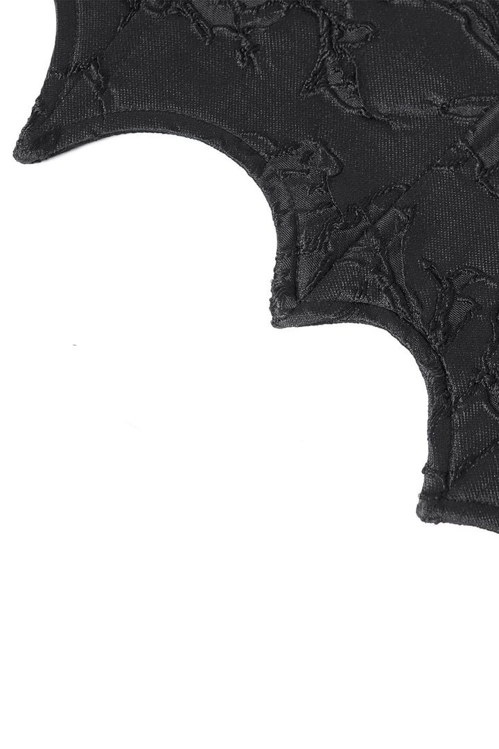 embroidered lace-up belt with batwing hem 