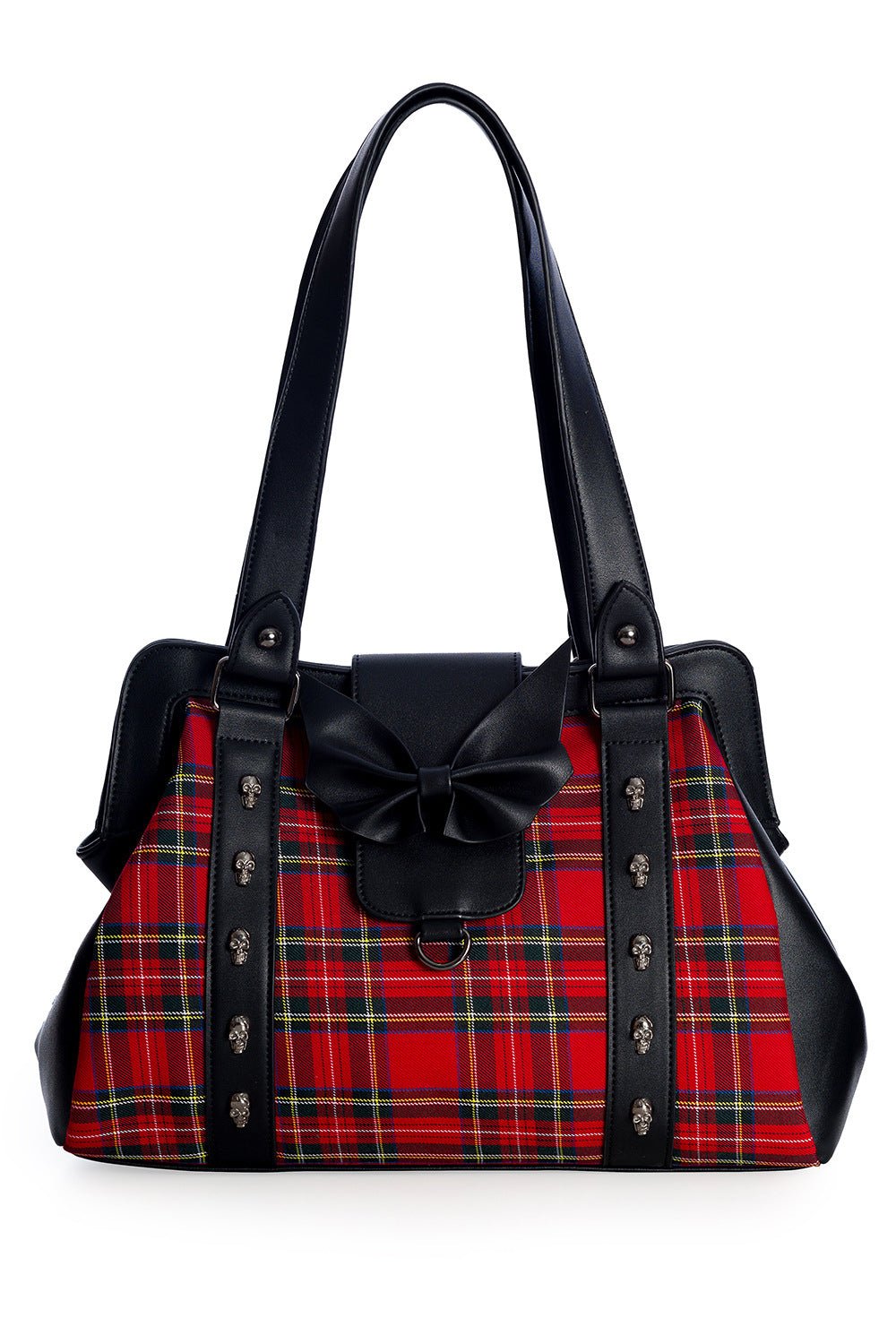 Batwing Bow Plaid Bag [RED] - bags & wallets - VampireFreaks - Banned Apparel / Lost Queen