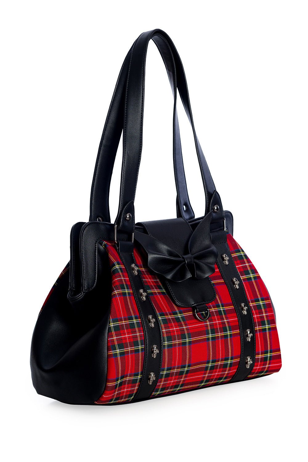 Batwing Bow Plaid Bag [RED] - bags & wallets - VampireFreaks - Banned Apparel / Lost Queen