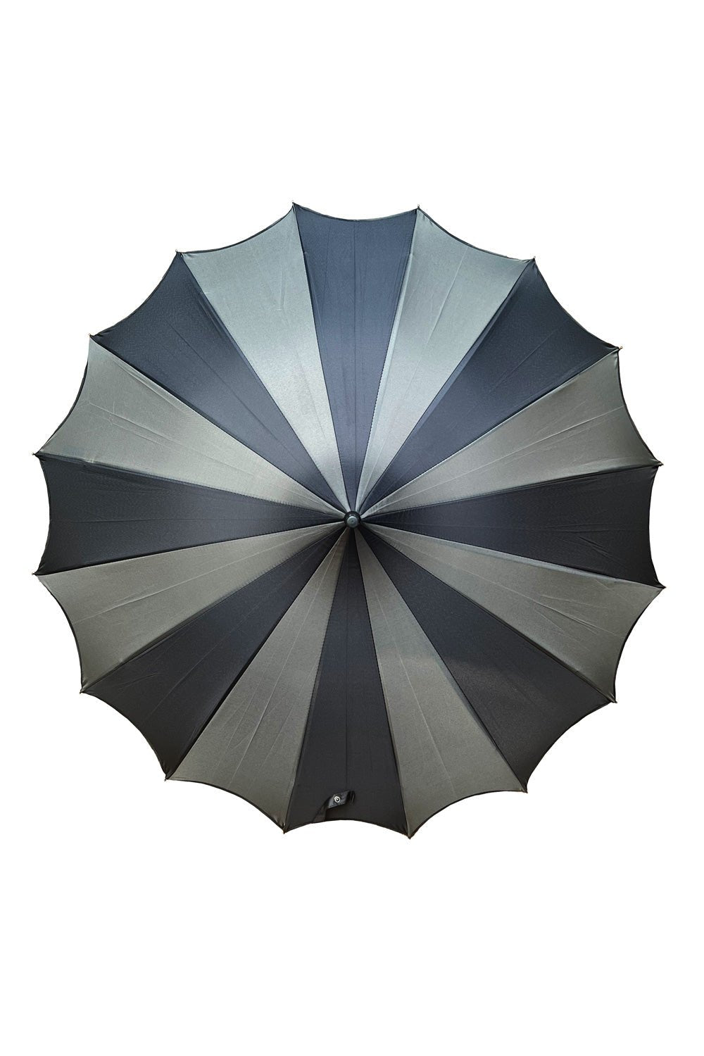 Batwing Pagoda Umbrella [BLACK/GRAY STRIPED] - umbrellas - VampireFreaks - VampireFreaks