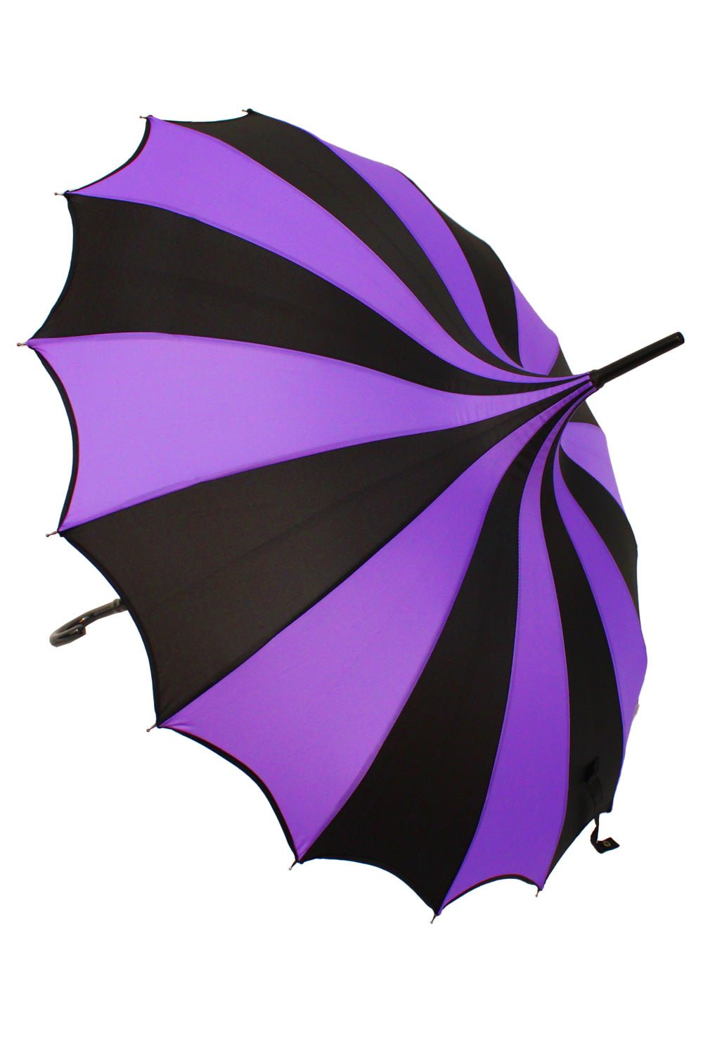 Batwing Pagoda Umbrella [BLACK/PURPLE STRIPED] - umbrellas - VampireFreaks - VampireFreaks