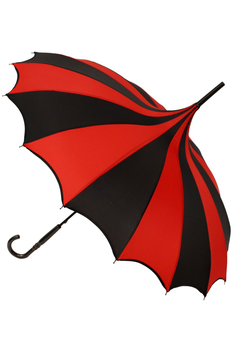 Batwing Pagoda Umbrella [BLACK/RED STRIPED] - umbrellas - VampireFreaks - VampireFreaks