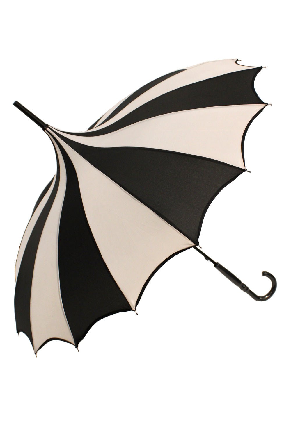 Batwing Pagoda Umbrella [BLACK/WHITE STRIPED] - umbrellas - VampireFreaks - VampireFreaks