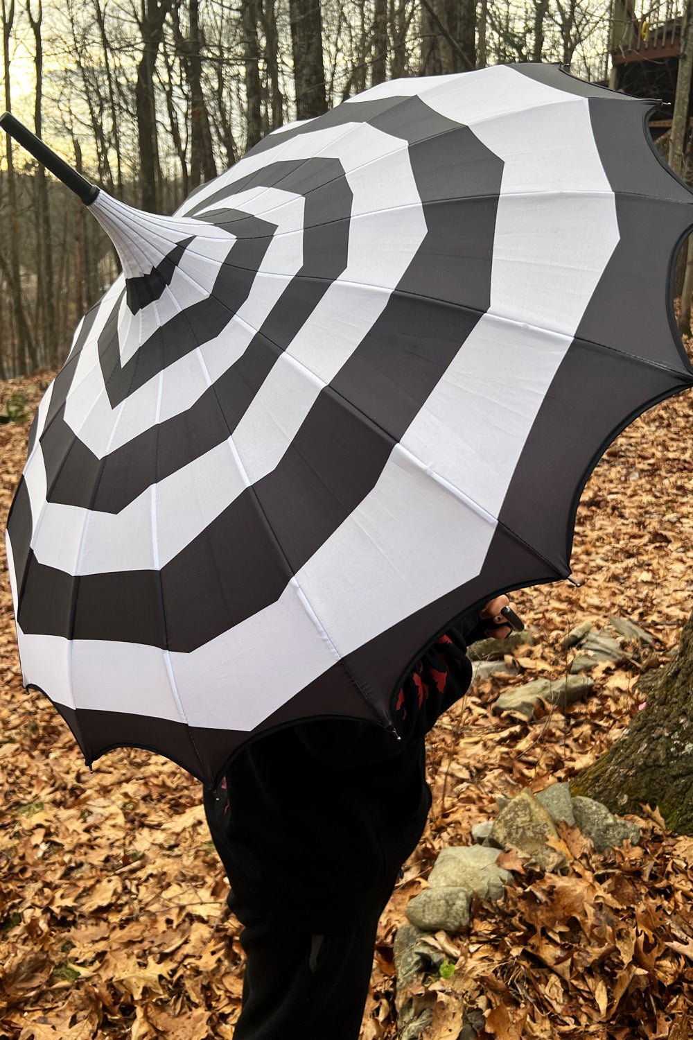 Batwing Pagoda Umbrella [SPOOKY SPIRAL] - umbrellas - VampireFreaks - VampireFreaks