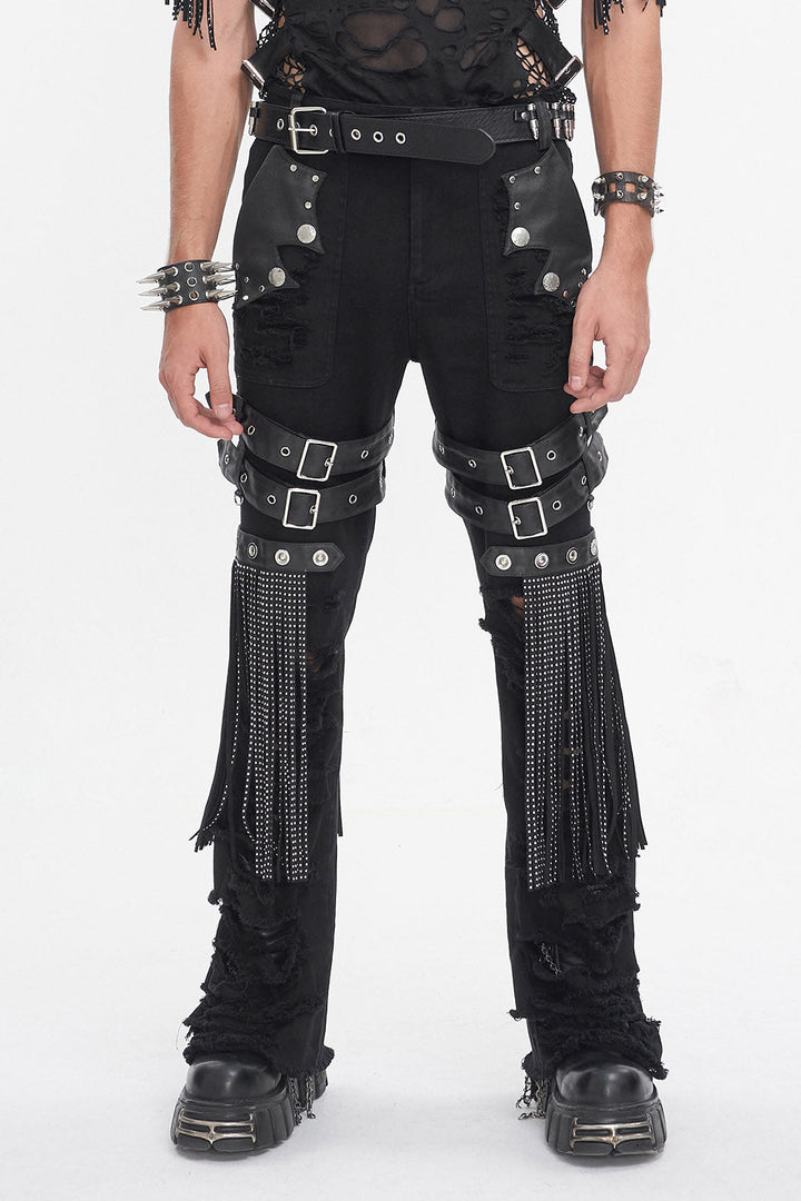 Batwing Pocket Ripped Punk Pants - mens pants - VampireFreaks - Devil Fashion