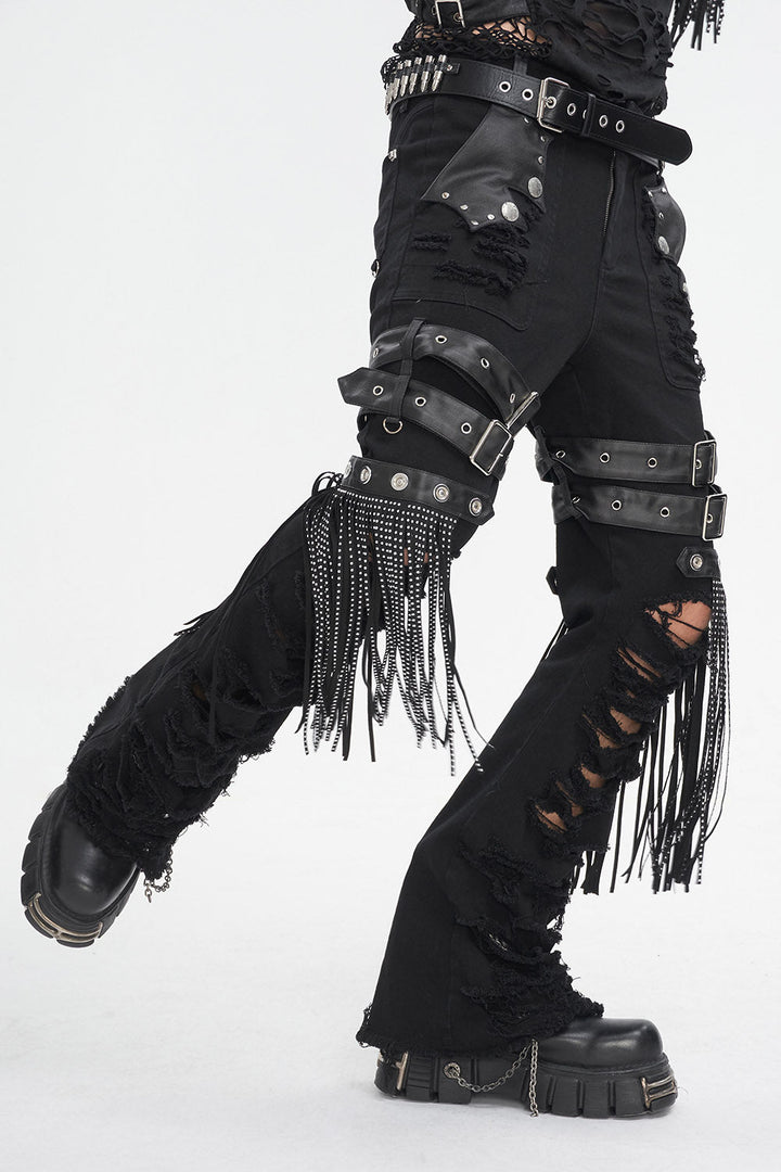 Batwing Pocket Ripped Punk Pants - mens pants - VampireFreaks - Devil Fashion