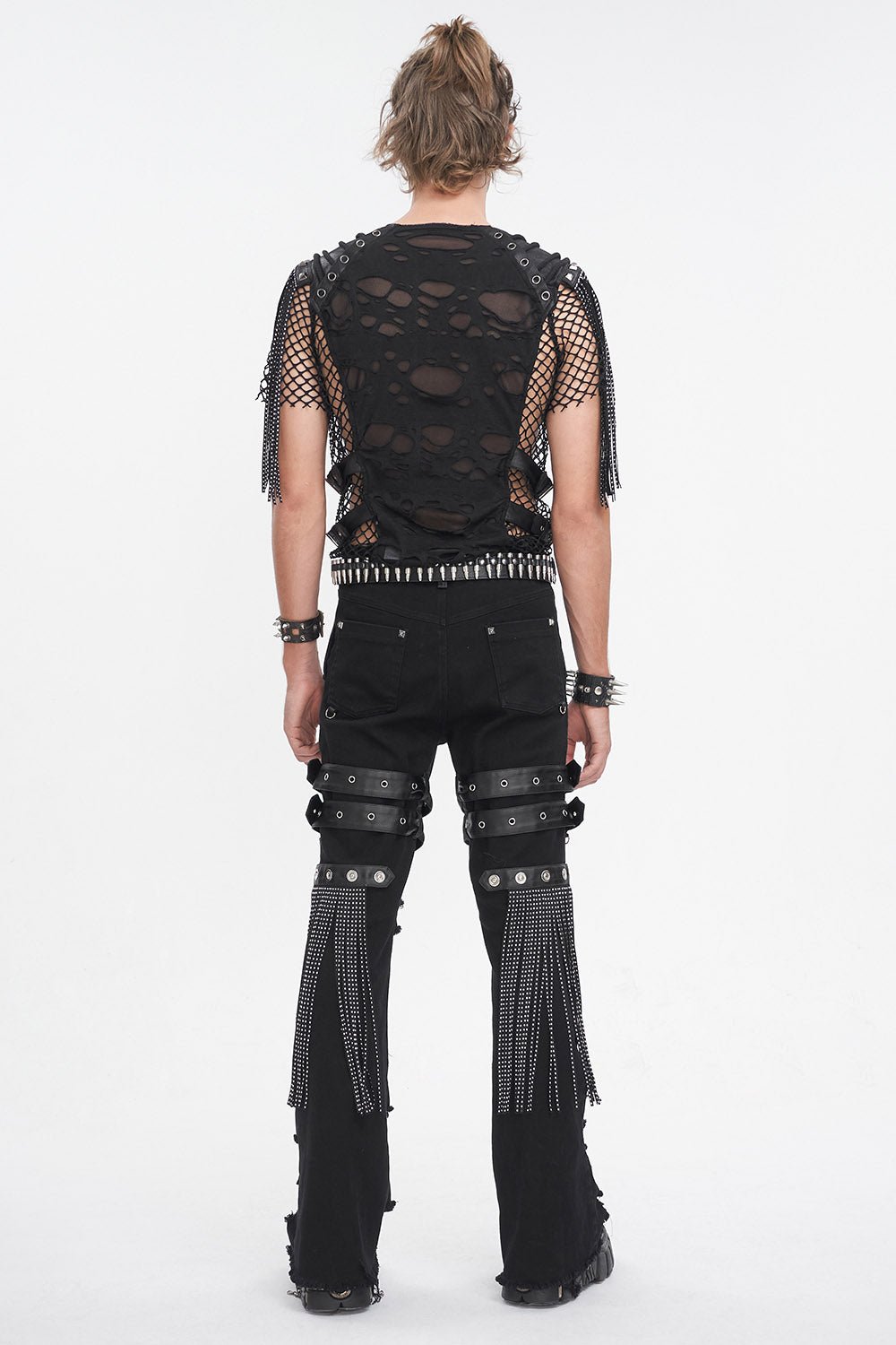 Batwing Pocket Ripped Punk Pants - mens pants - VampireFreaks - Devil Fashion