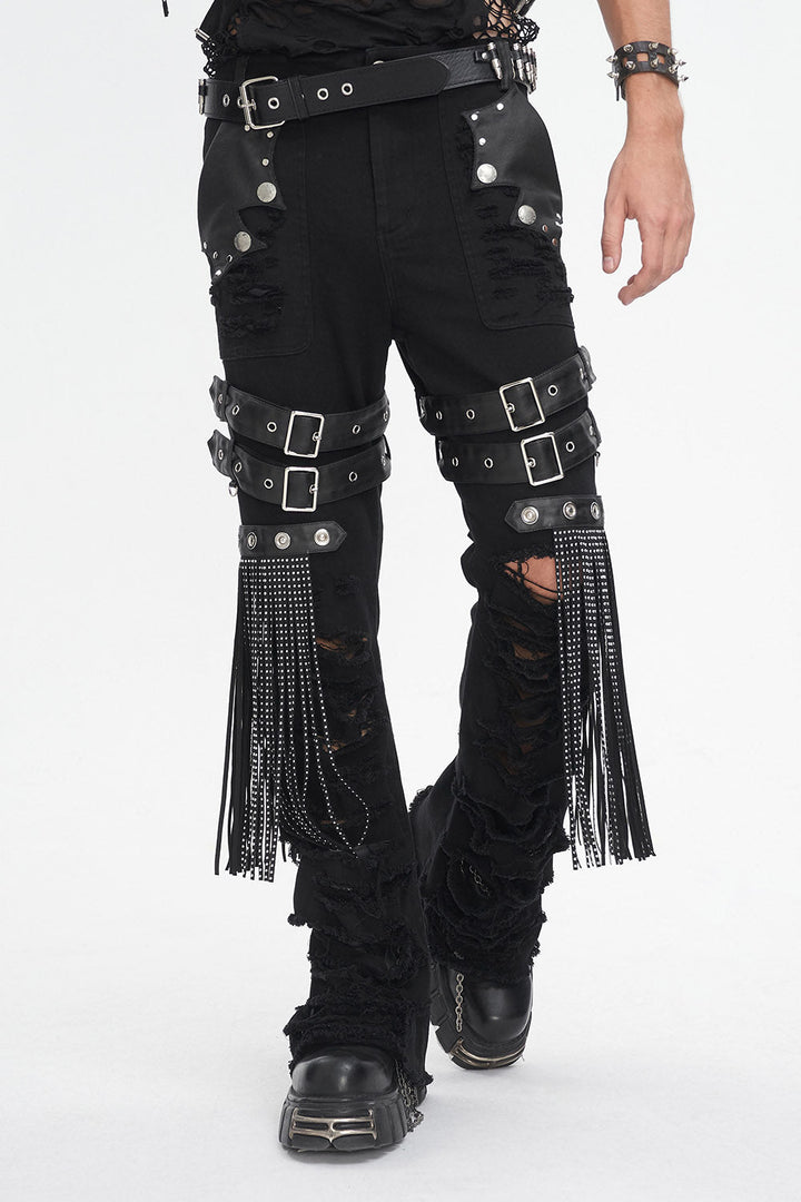 Batwing Pocket Ripped Punk Pants - mens pants - VampireFreaks - Devil Fashion