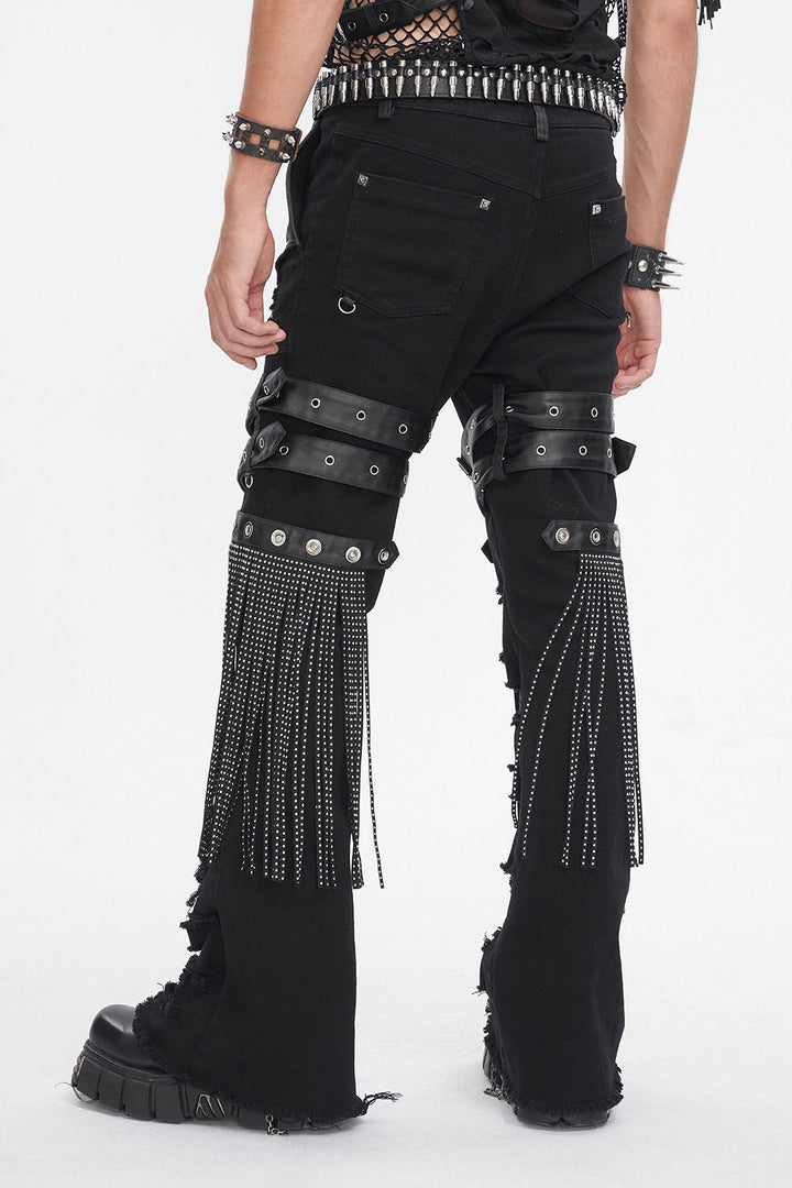 Batwing Pocket Ripped Punk Pants - mens pants - VampireFreaks - Devil Fashion