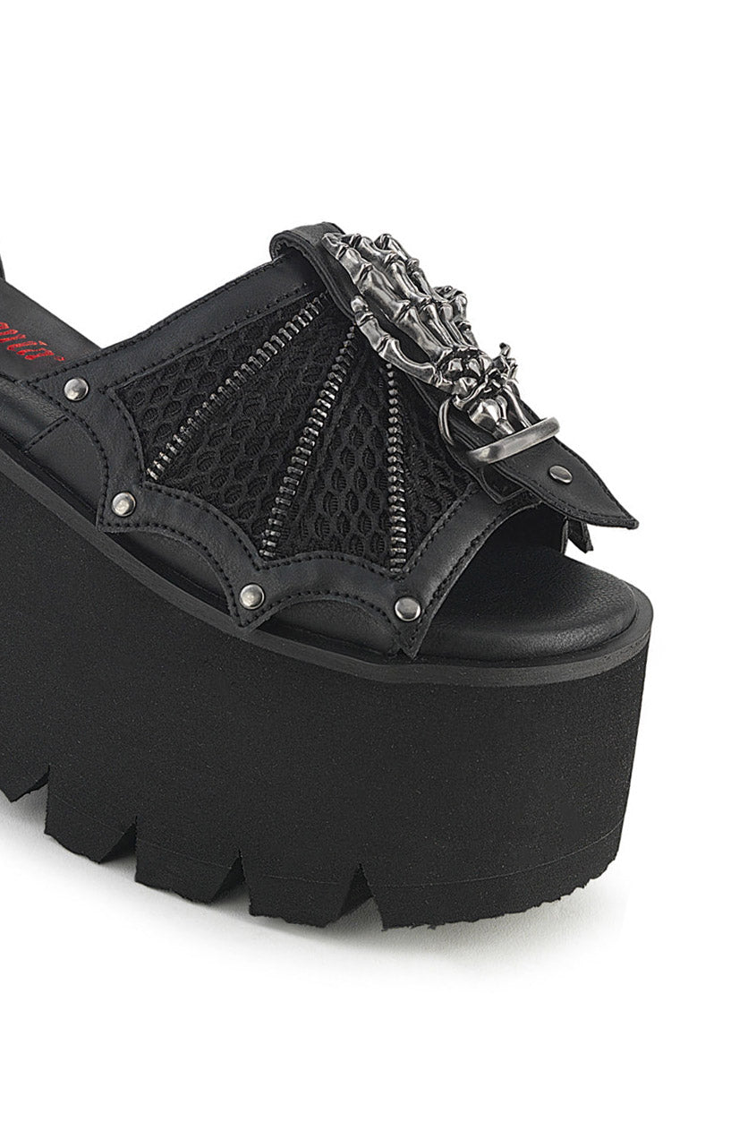 gothic black batwing platform sandals 