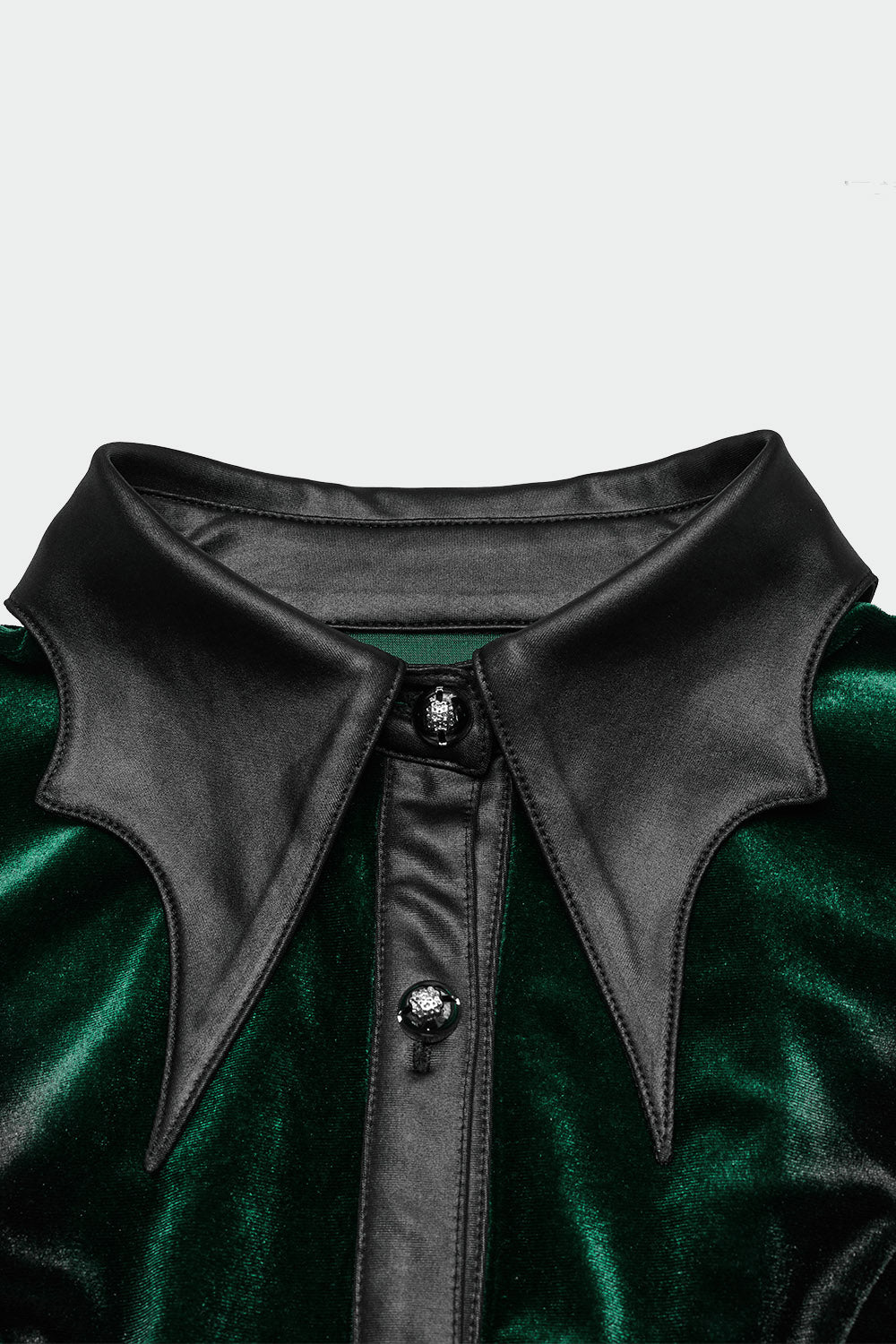 black batwing collar womens buttoned down shirt 