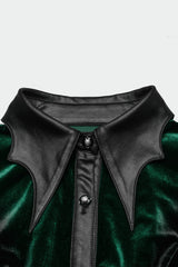 black batwing collar womens buttoned down shirt 