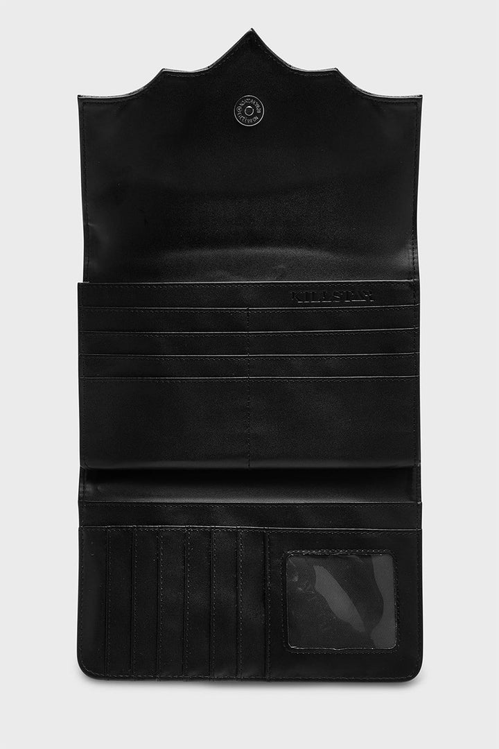 black vegan leather bat wallet