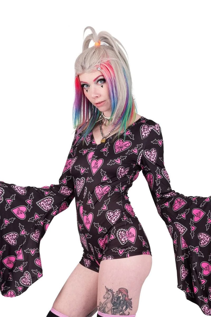 Be Mine Hellz Bells Pajama Romper - womens sleepwear - VampireFreaks - Too Fast