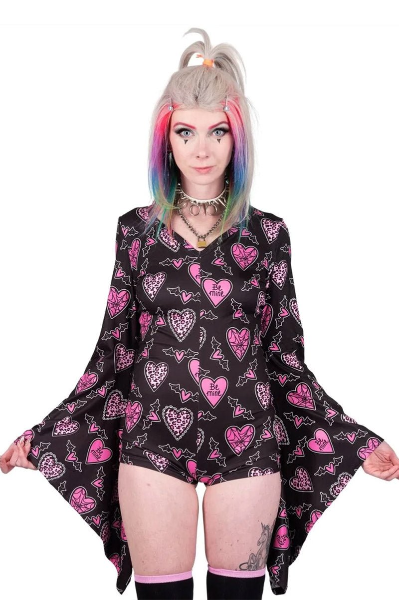 Be Mine Hellz Bells Pajama Romper - womens sleepwear - VampireFreaks - Too Fast