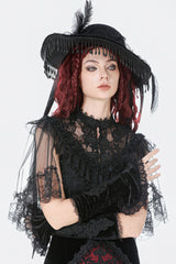 tasseled feathered beaded black victorian hat