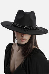black suede punk fedora hat