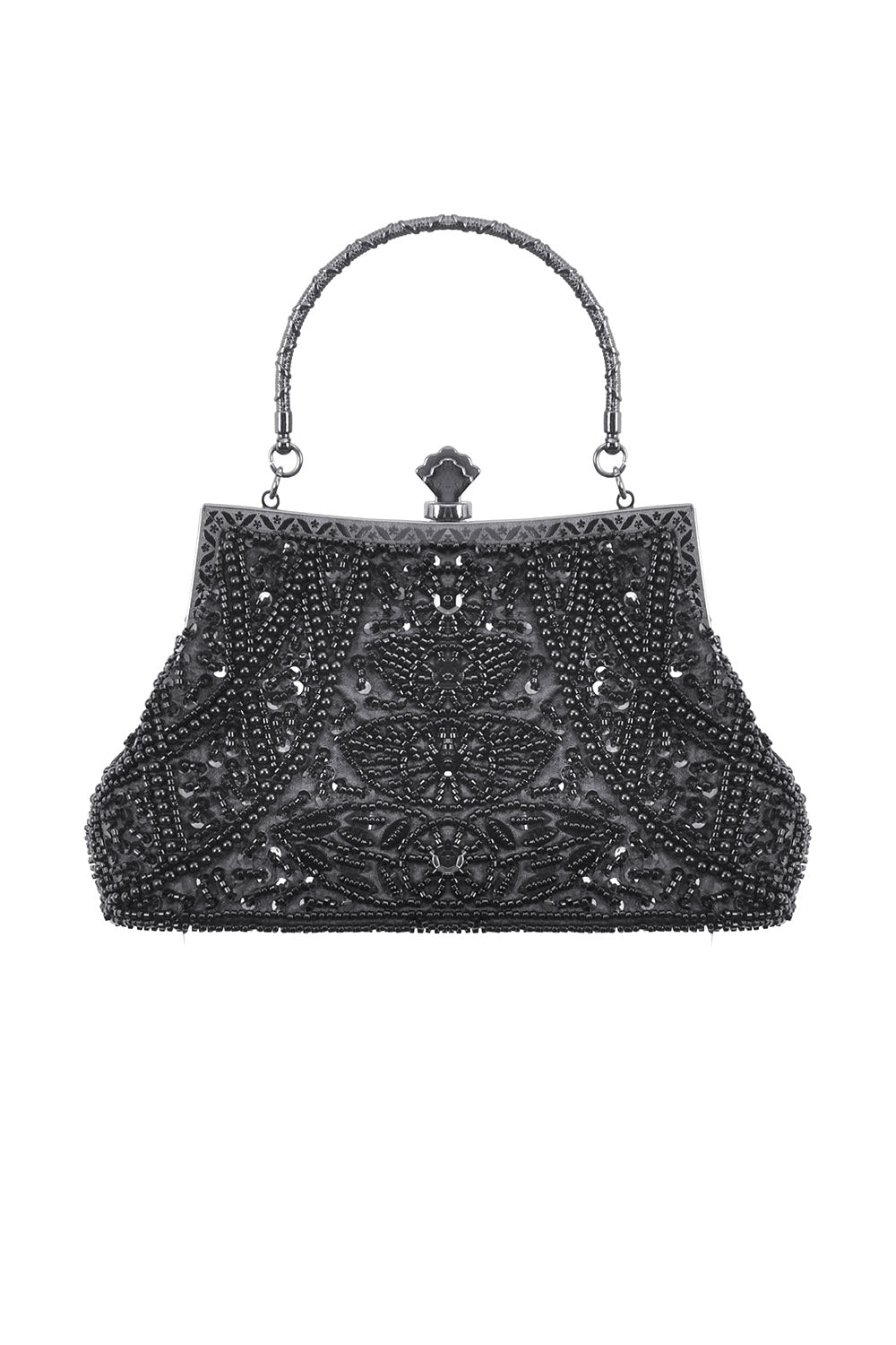 victorian small beaded handbag with handle
