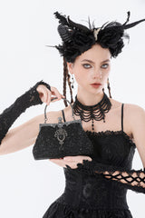 victorian small beaded handbag with chain shoulder strap