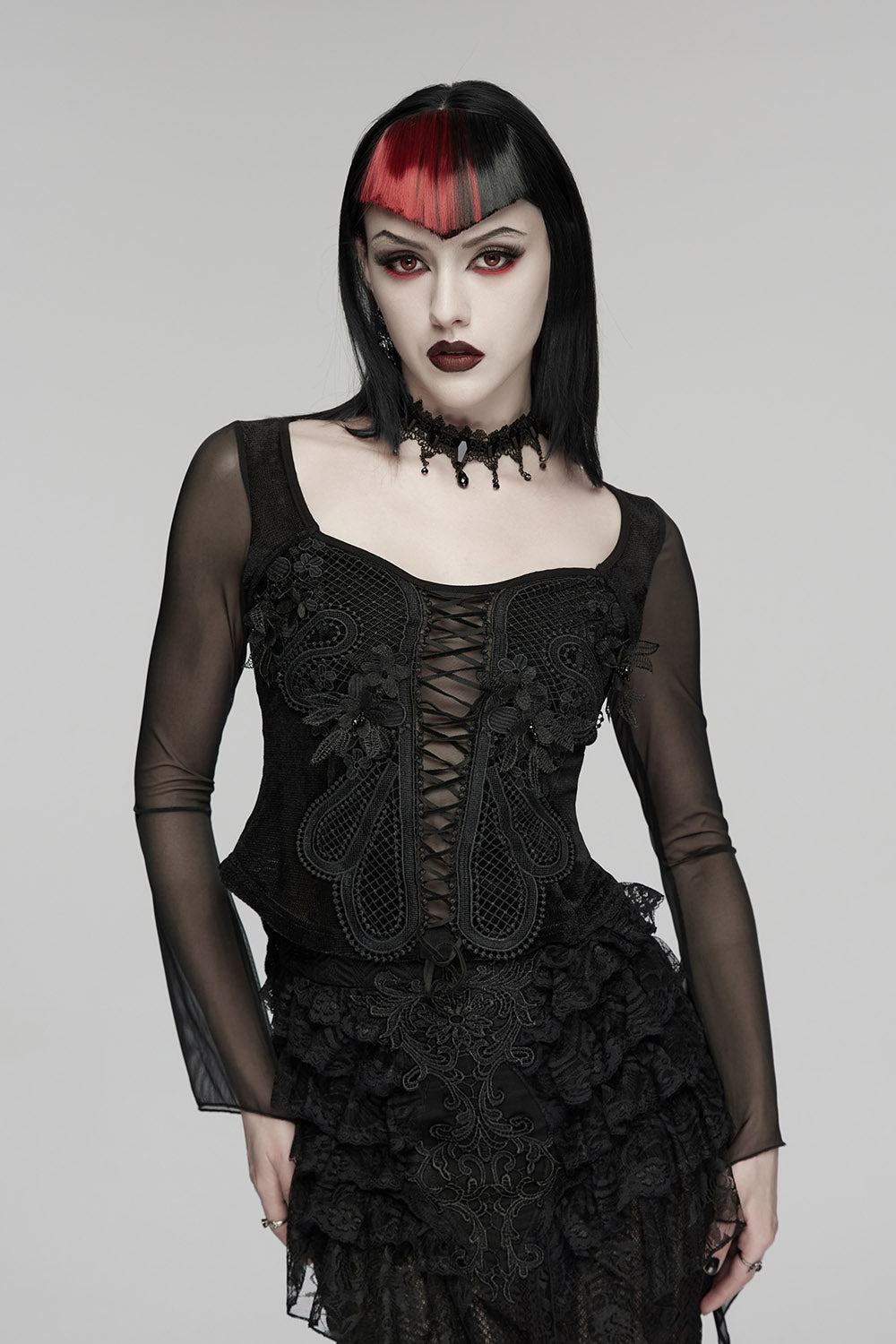 gothic long sleeve lace top