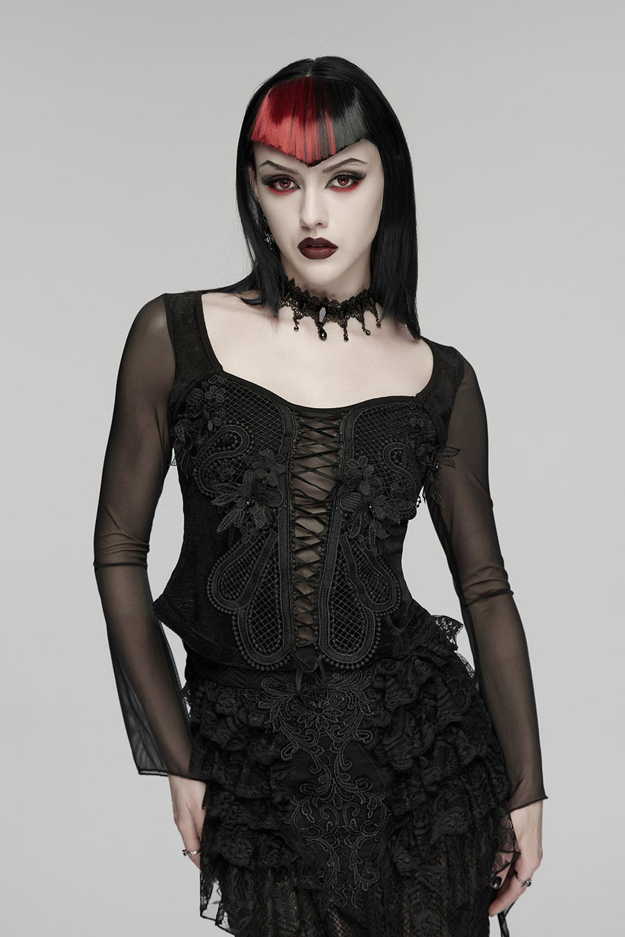 gothic long sleeve lace top
