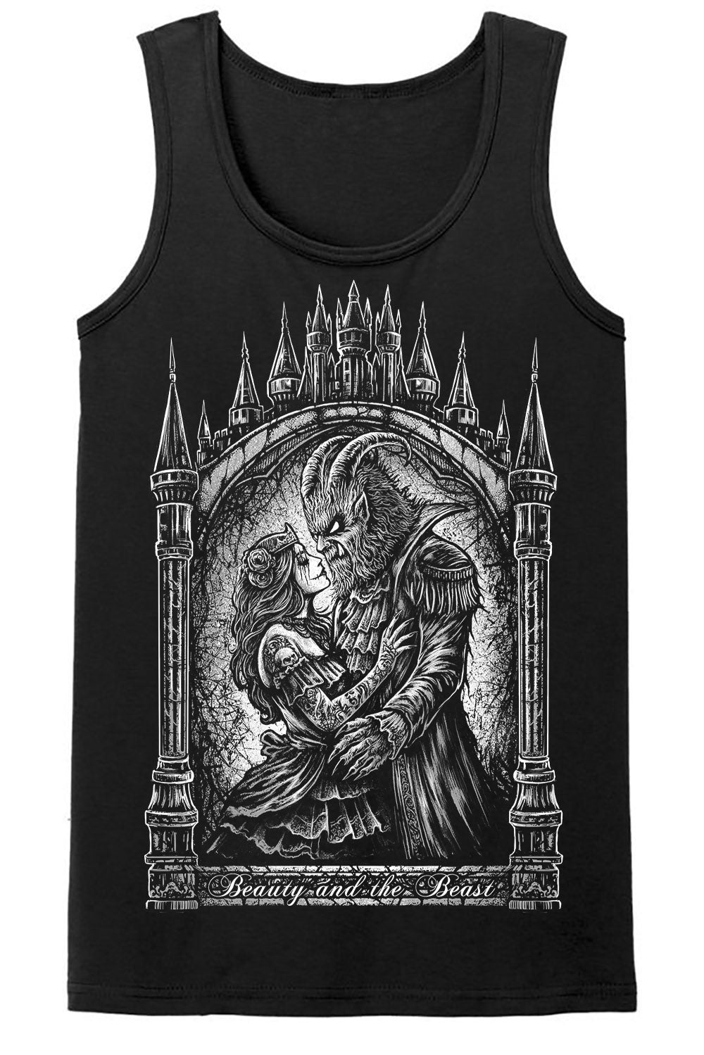 dark tattooed mens gothic beauty and the beast tank top 