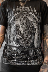 mens gothic beauty and the beast shirt sleeve t-shirt 