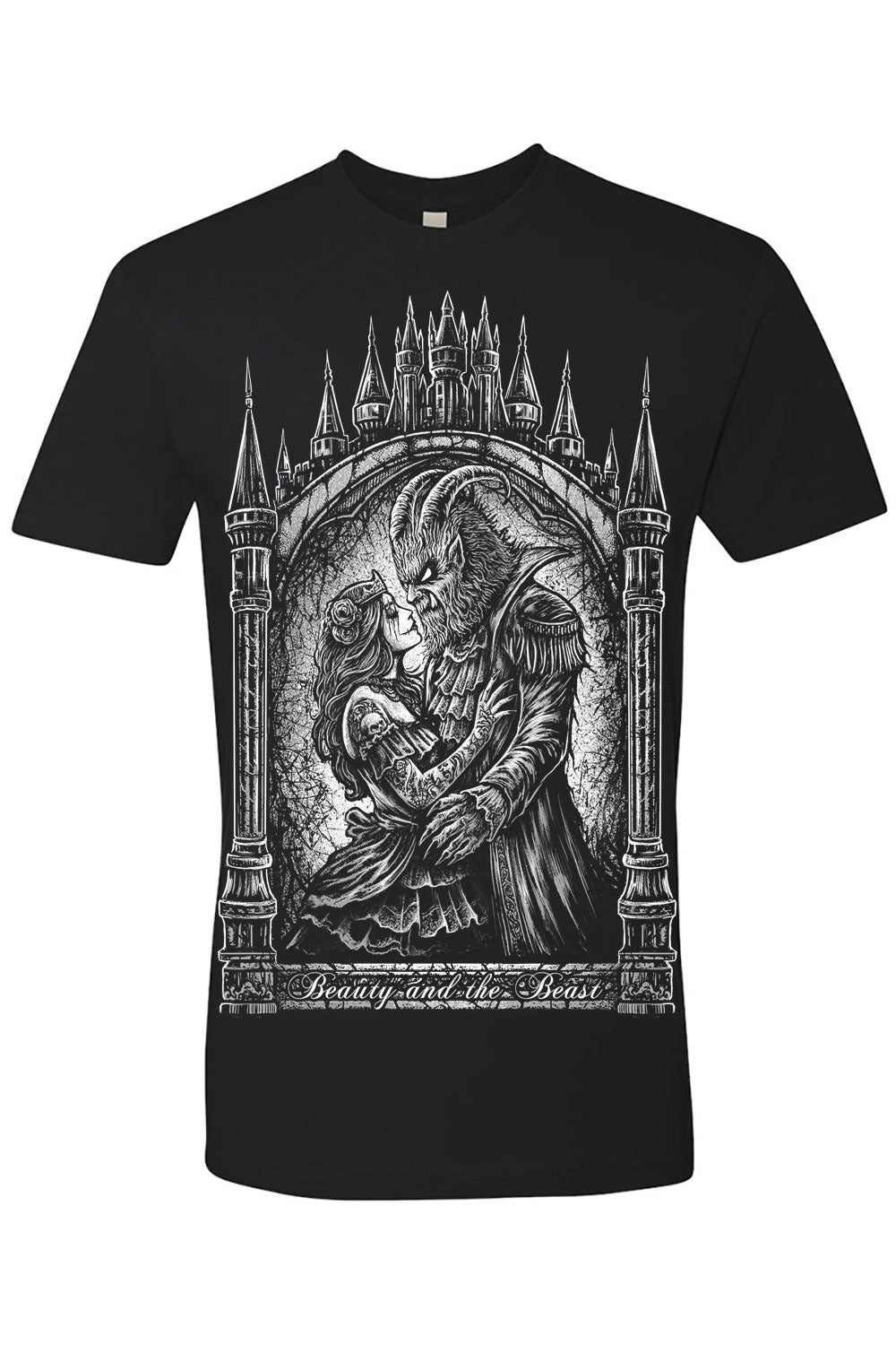 tattooed mens gothic beauty and the beast t-shirt 