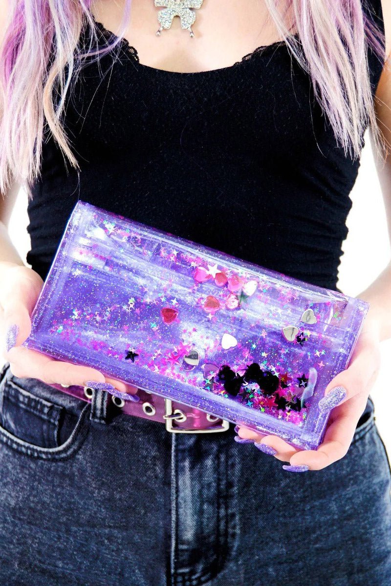 Bedazzled Liquid Glitter Wallet - bags & wallets - VampireFreaks - Electric Bubblegum