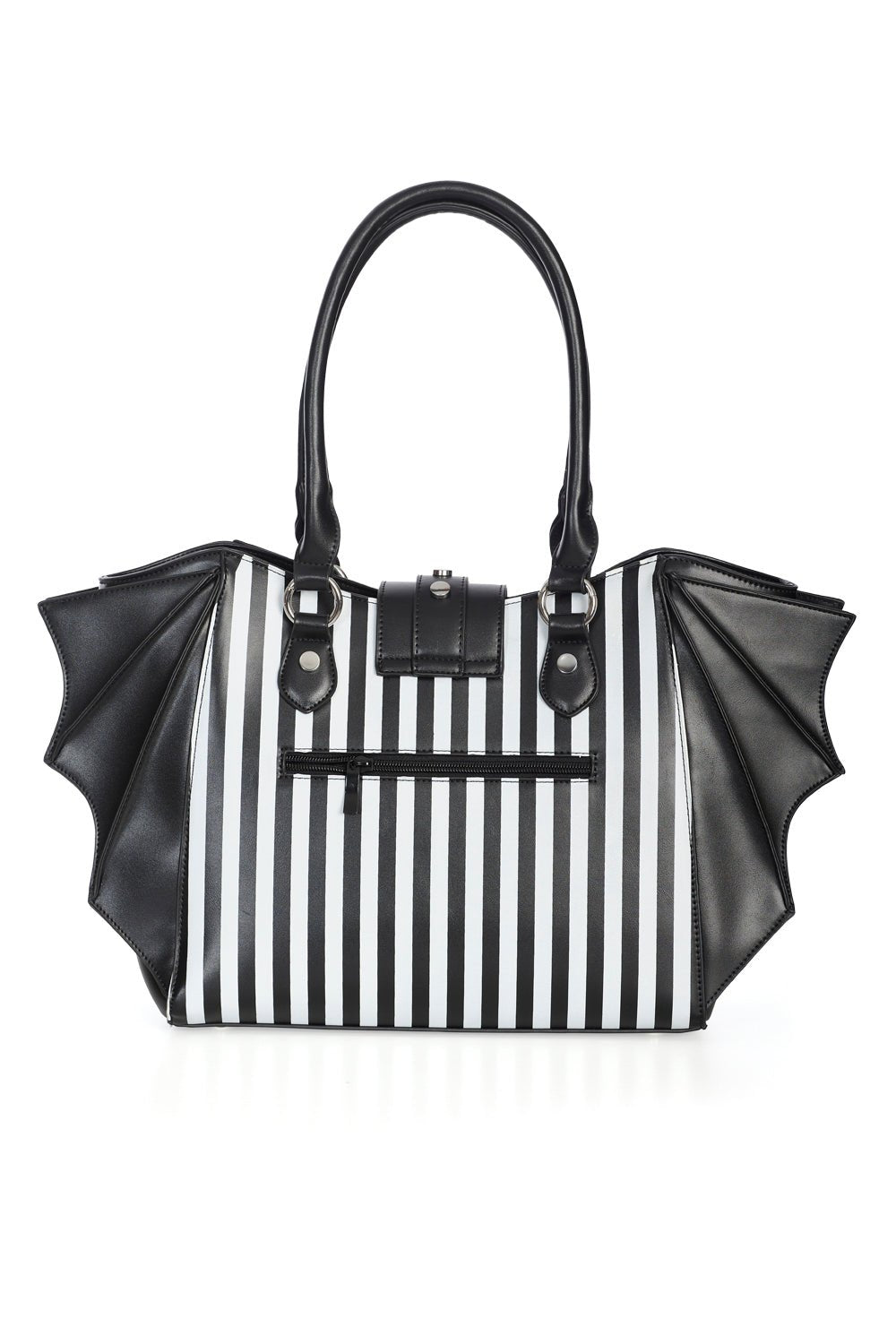 Beetle Striped Batwing Handbag [Black/White] - bags & wallets - VampireFreaks - Banned Apparel / Lost Queen