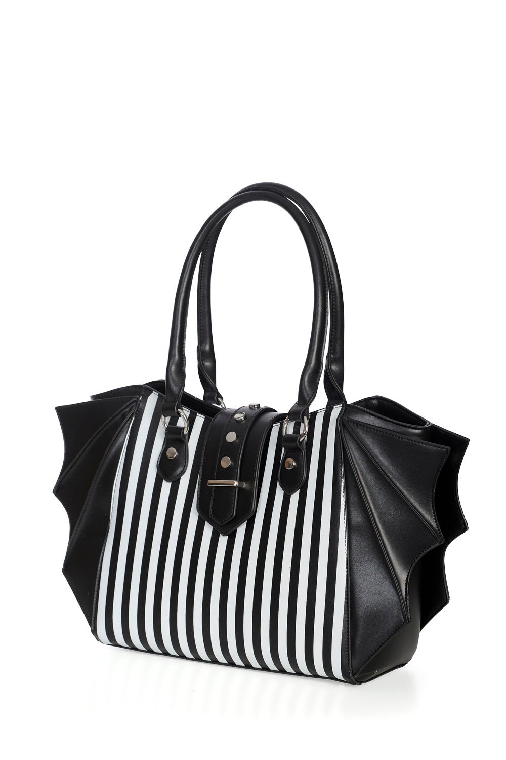 Beetle Striped Batwing Handbag [Black/White] - bags & wallets - VampireFreaks - Banned Apparel / Lost Queen