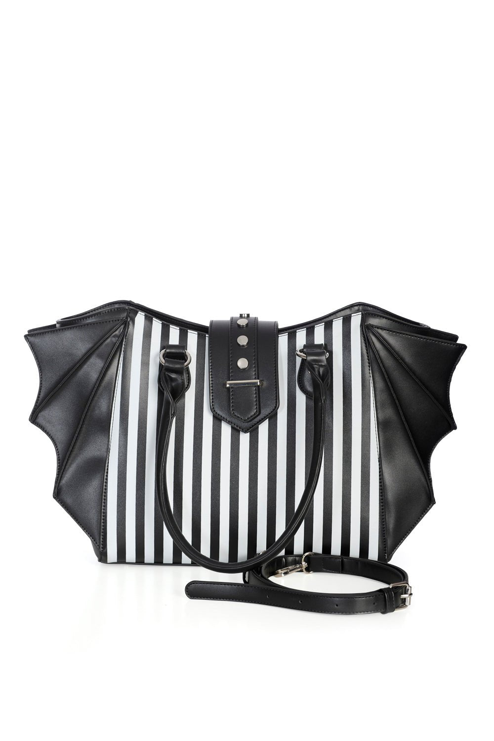 Beetle Striped Batwing Handbag [Black/White] - bags & wallets - VampireFreaks - Banned Apparel / Lost Queen