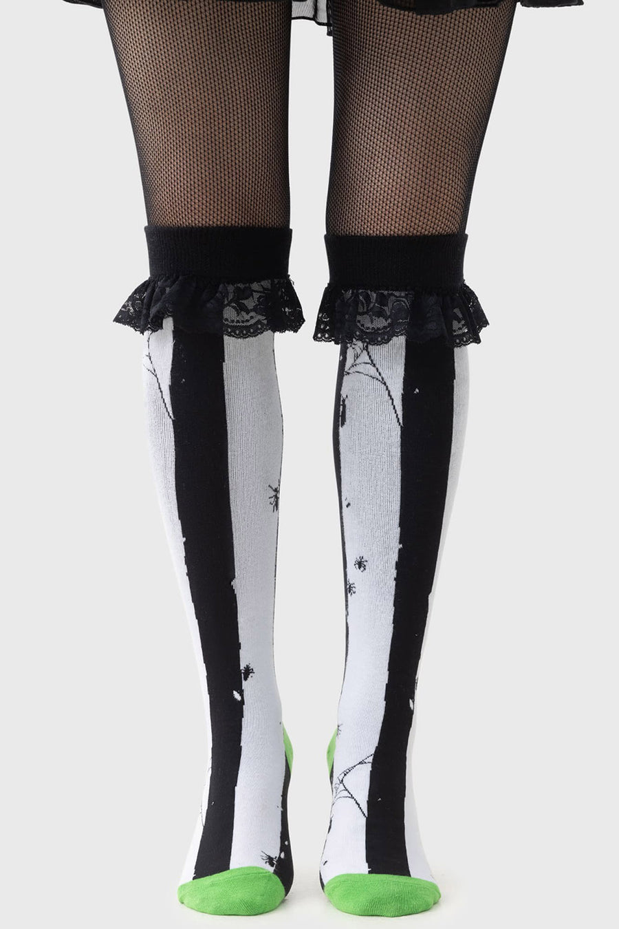 black and white striped beetlejuice socks 