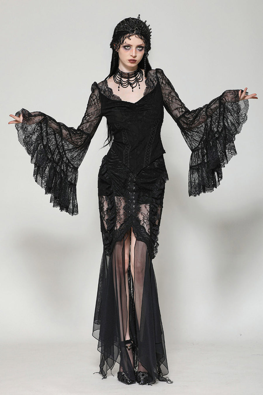 large exaggerated flare sleeve gothic blouse