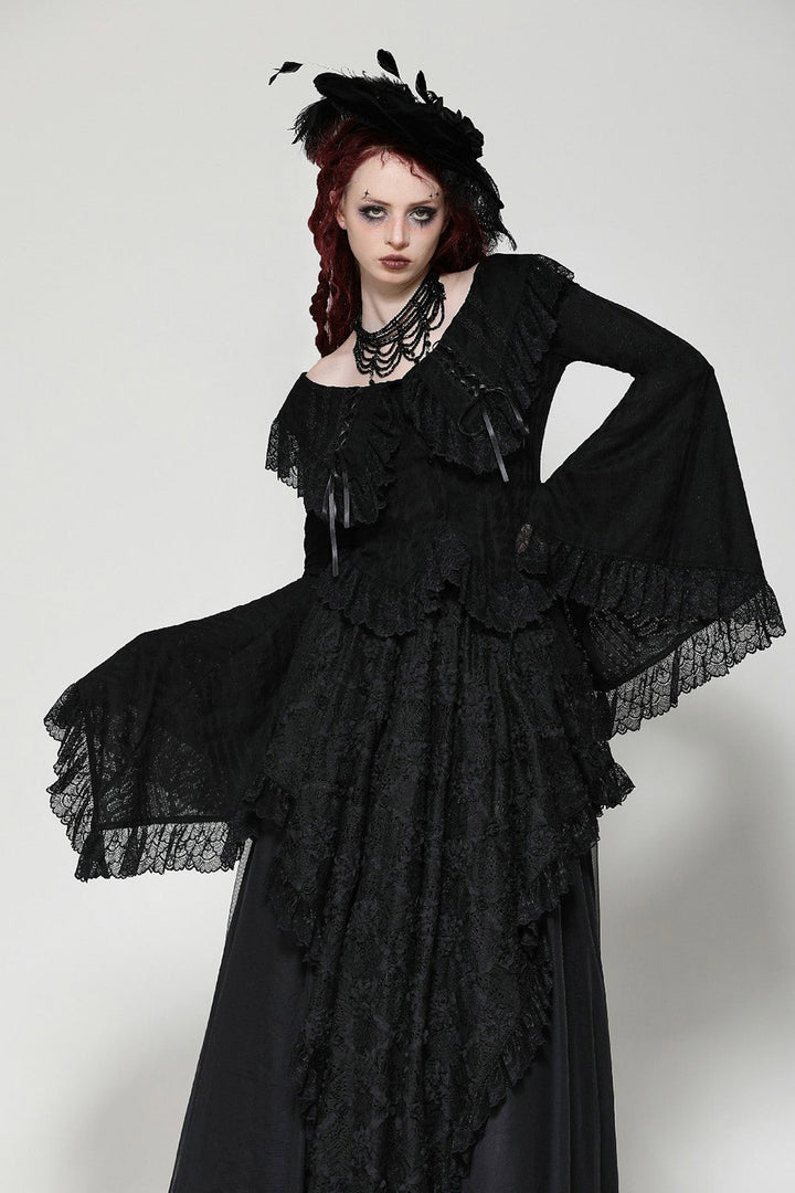 womens gothic boatneck blouse