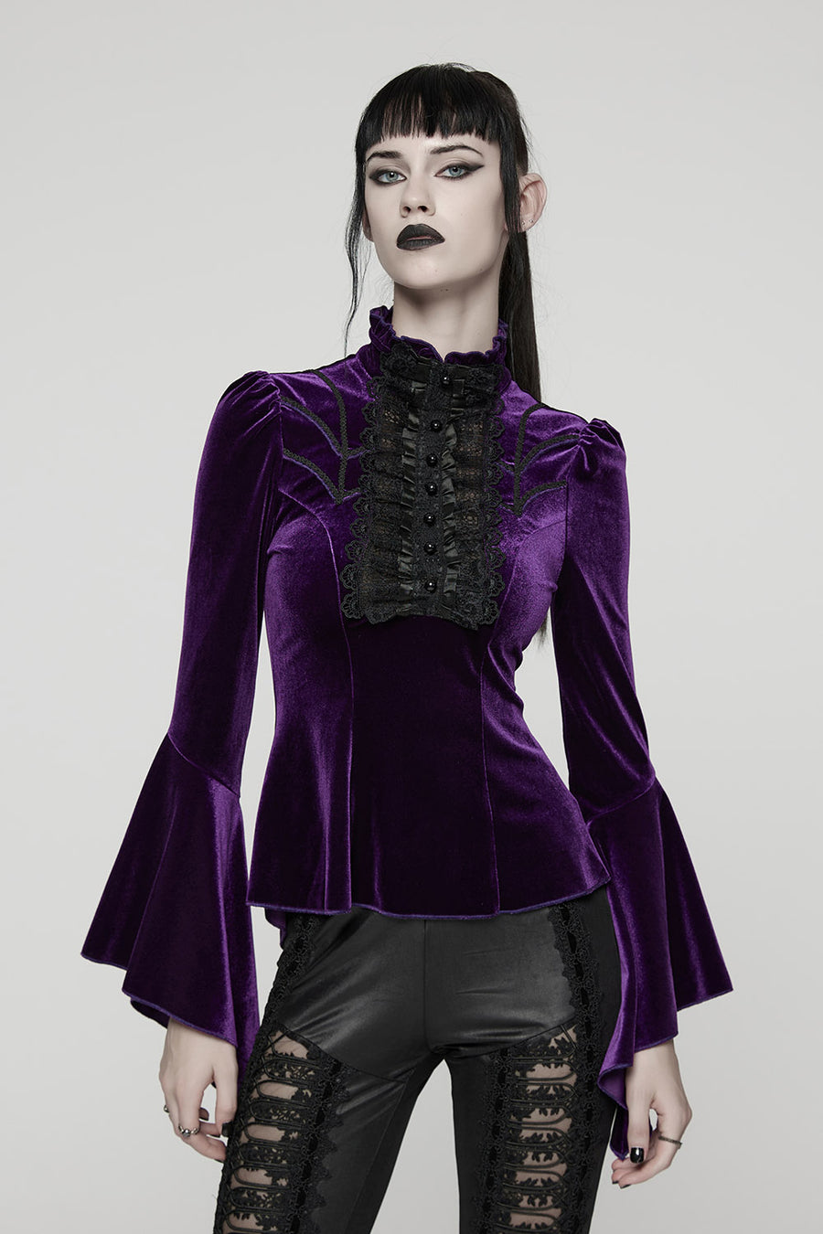 womens bell sleeve flared gothic top