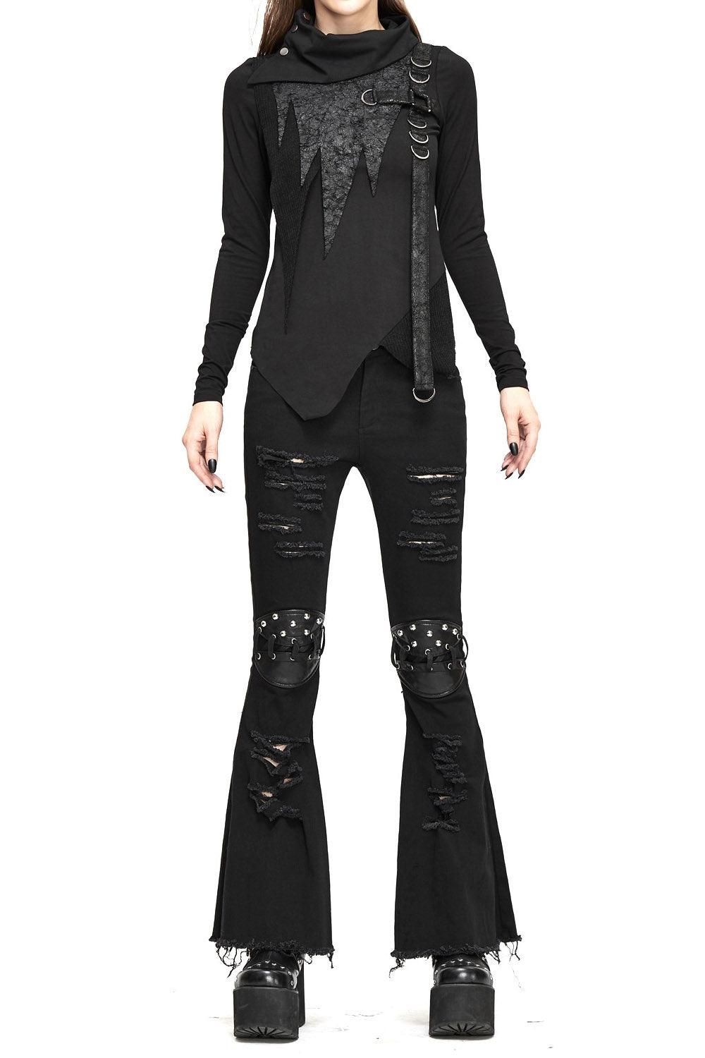 Bellatrix Strange Shredded Bell Bottoms - womens bottoms - VampireFreaks - Devil Fashion