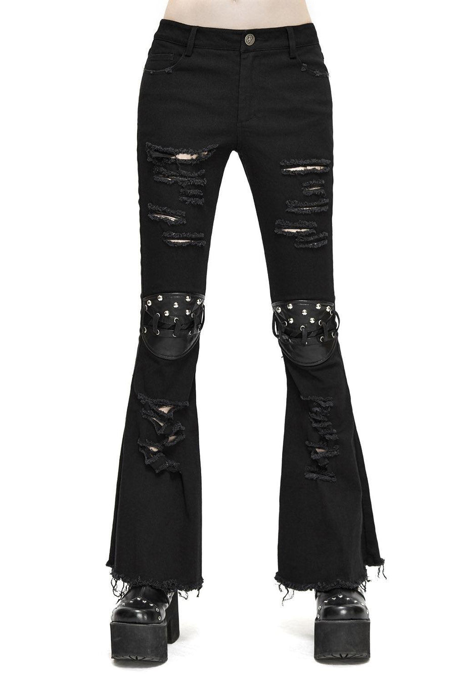 Bellatrix Strange Shredded Bell Bottoms - womens bottoms - VampireFreaks - Devil Fashion